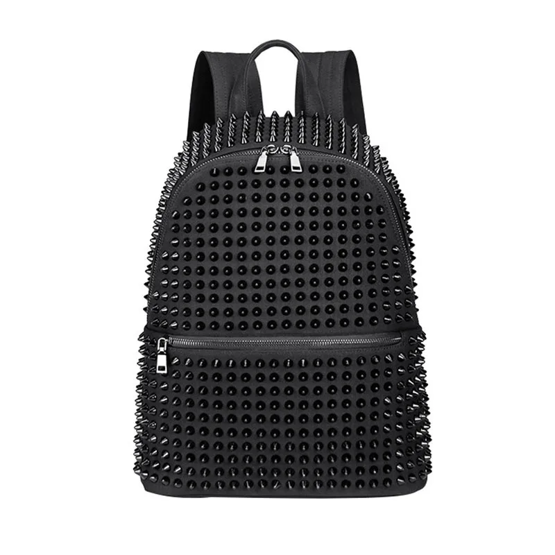 

European And American Fashion Personalized Rivet Decoration Canvas Backpack 2025 Punk Motorcycle Rock Hip-hop Women's Bag Trendy