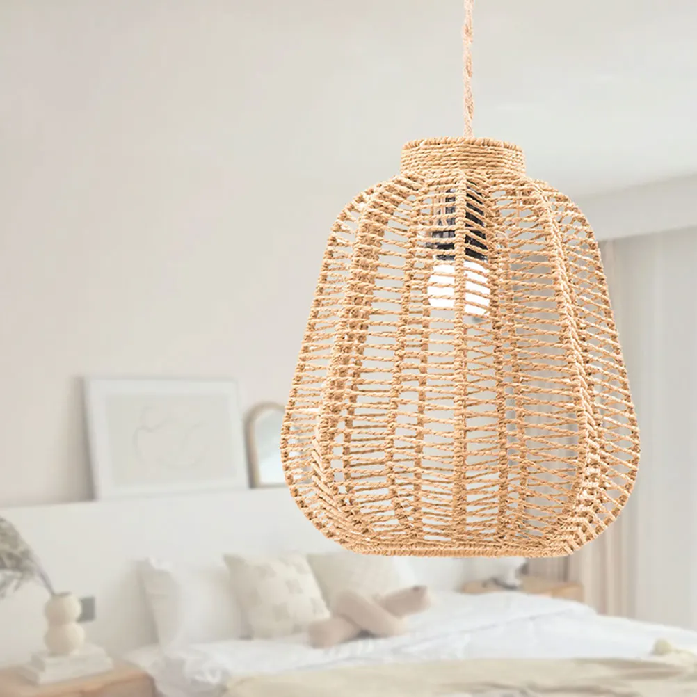 

Woven Rattan Lampshade Vintage Style Rustic Light Shade for Living Room Bedroom Cafe Decorative Pendant Lamp Shade Replacement