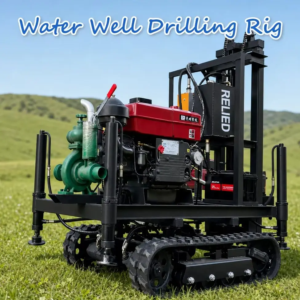 Customized Water Well Drill Machine 22HP to 35HP Range Diesel Engine Full Hydraulic Wheel Chassis  High Horsepower Diesel