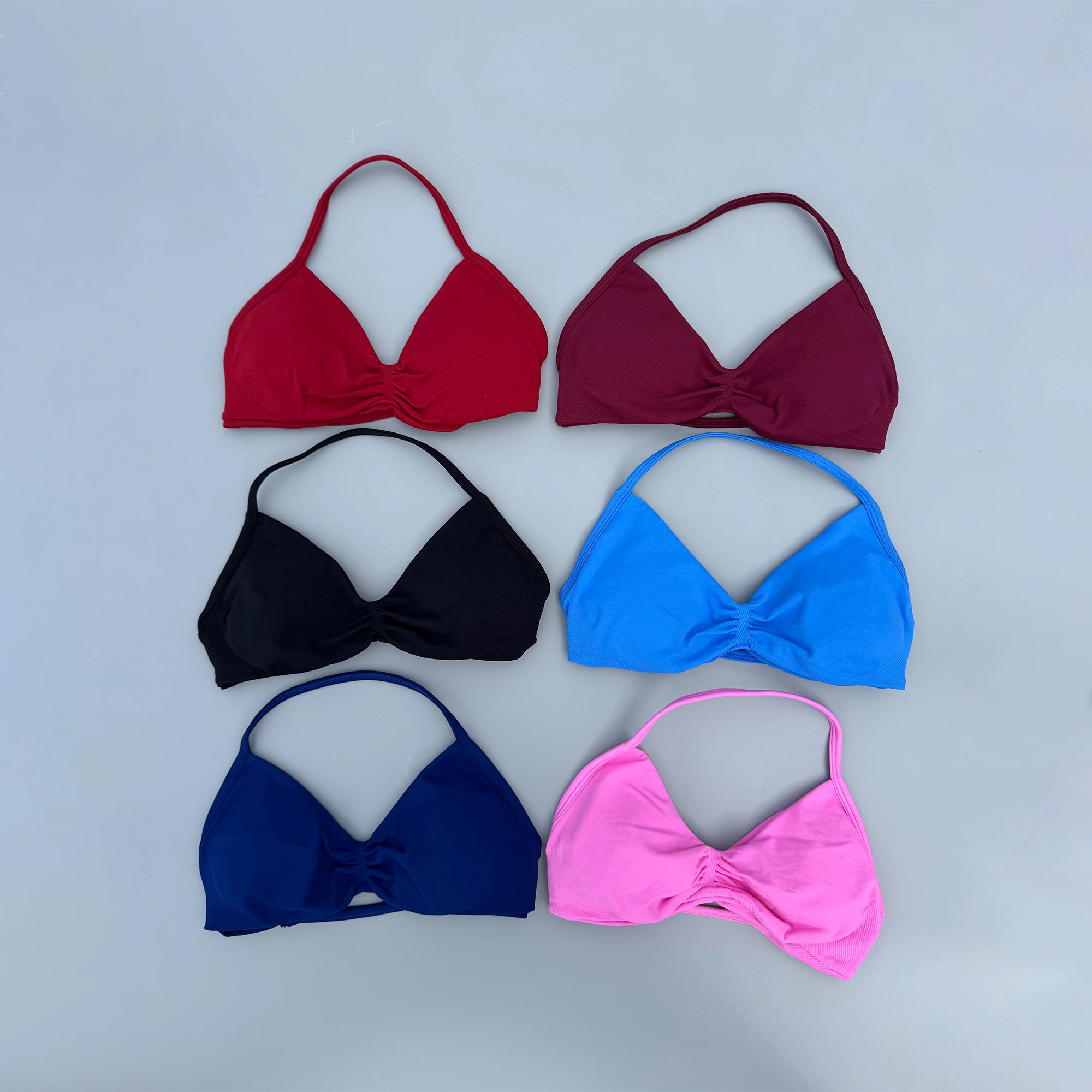 Seamless Sport Bra Women Sports Strappy Bra Yoga Gym Top Running Exercise Backless Bra High Support Fitness Workout Halter