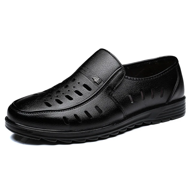 Sandalias de hombre 2021, nuevos zapatos de verano, zapatos informales de negocios con ventilación de cuero genuino para hombre, sandalias de marca para hombre, negro y marrón 789