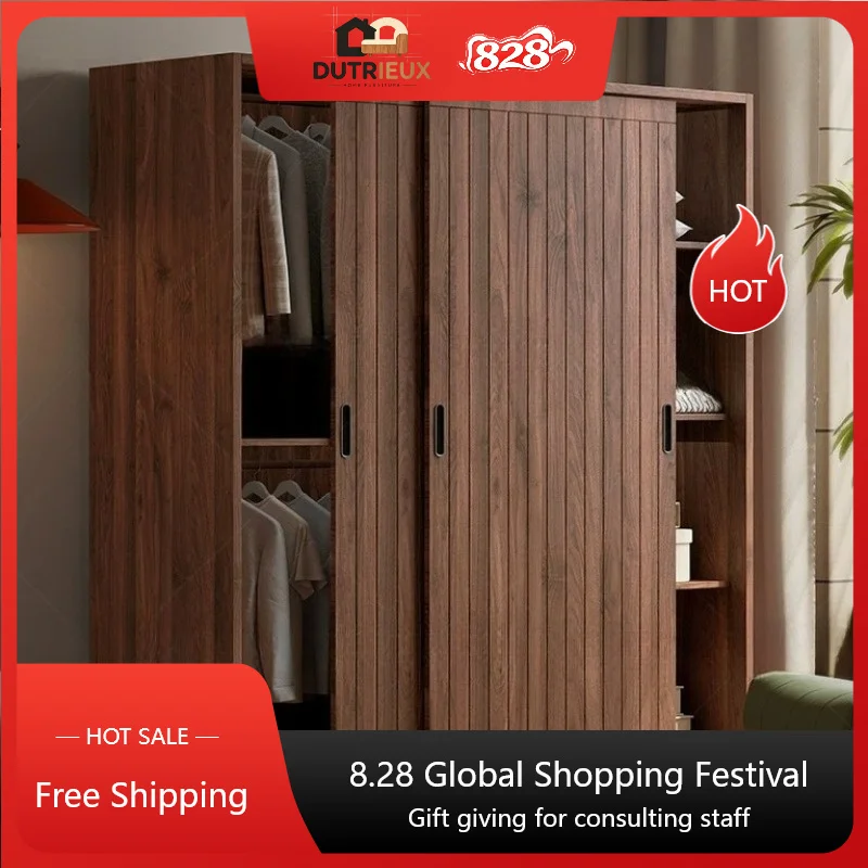 Luxury Sliding Wardrobe Closet Hanging Clothes Hotel Space Saving Wardrobe Closet Bedroom Storage Armoire De Chambres Furniture
