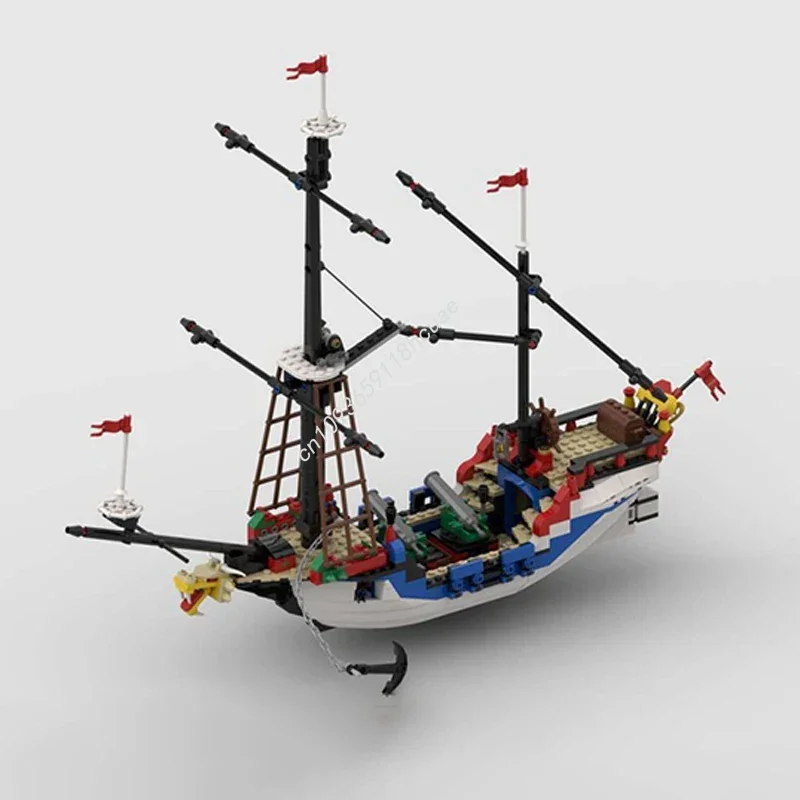 Cabeza de dragón Armada insignia barco Moc modelo de bloques de construcción juguetes para niños Festival regalos de navidad juguetes para niños