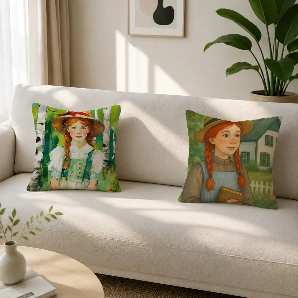 Book Anne of Green Gables Cushion Cover Soft Plush Cushion Covers Fluffy Throw Pillow Cases for Sofa Bedroom Home Decor