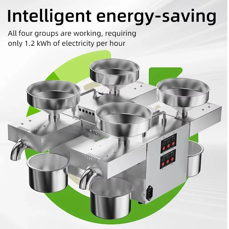 Screw Oil Press Machine Four s Oil Press Almond Walnut Peanut Sesame Rapeseed Avocado Hot and Cold  Smart