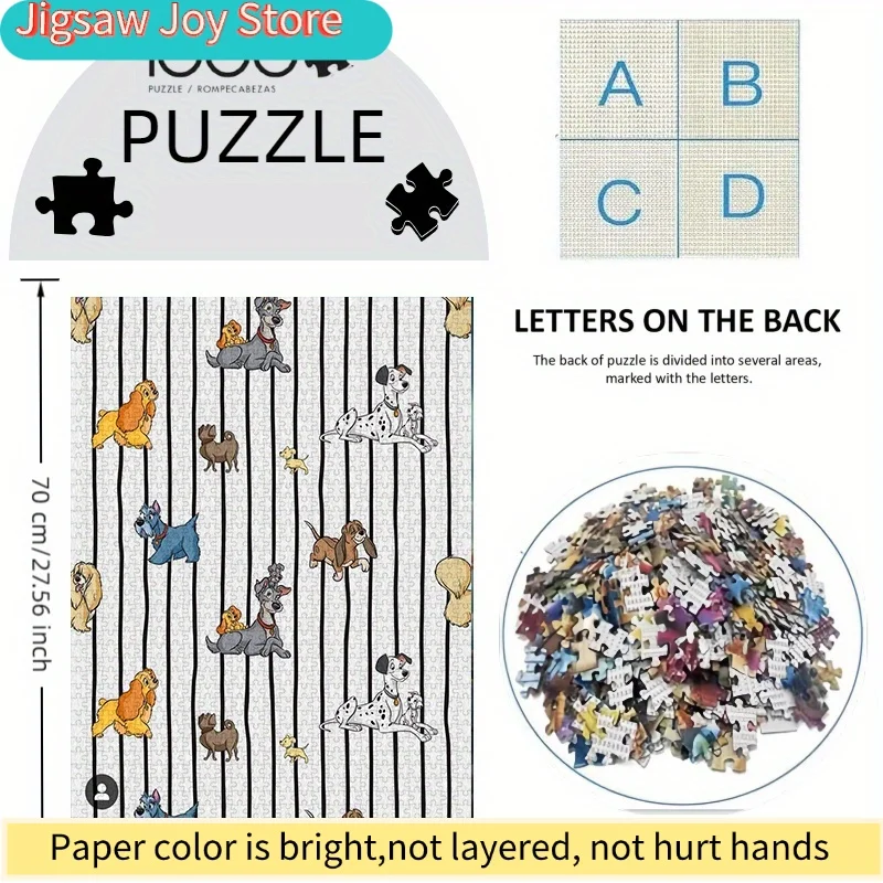 Disney  Classic 101 Dalmatians Dog Puzzle - Cute Pet Dog Illustrations, High-Quality White Card Material, Portable & Portable,
