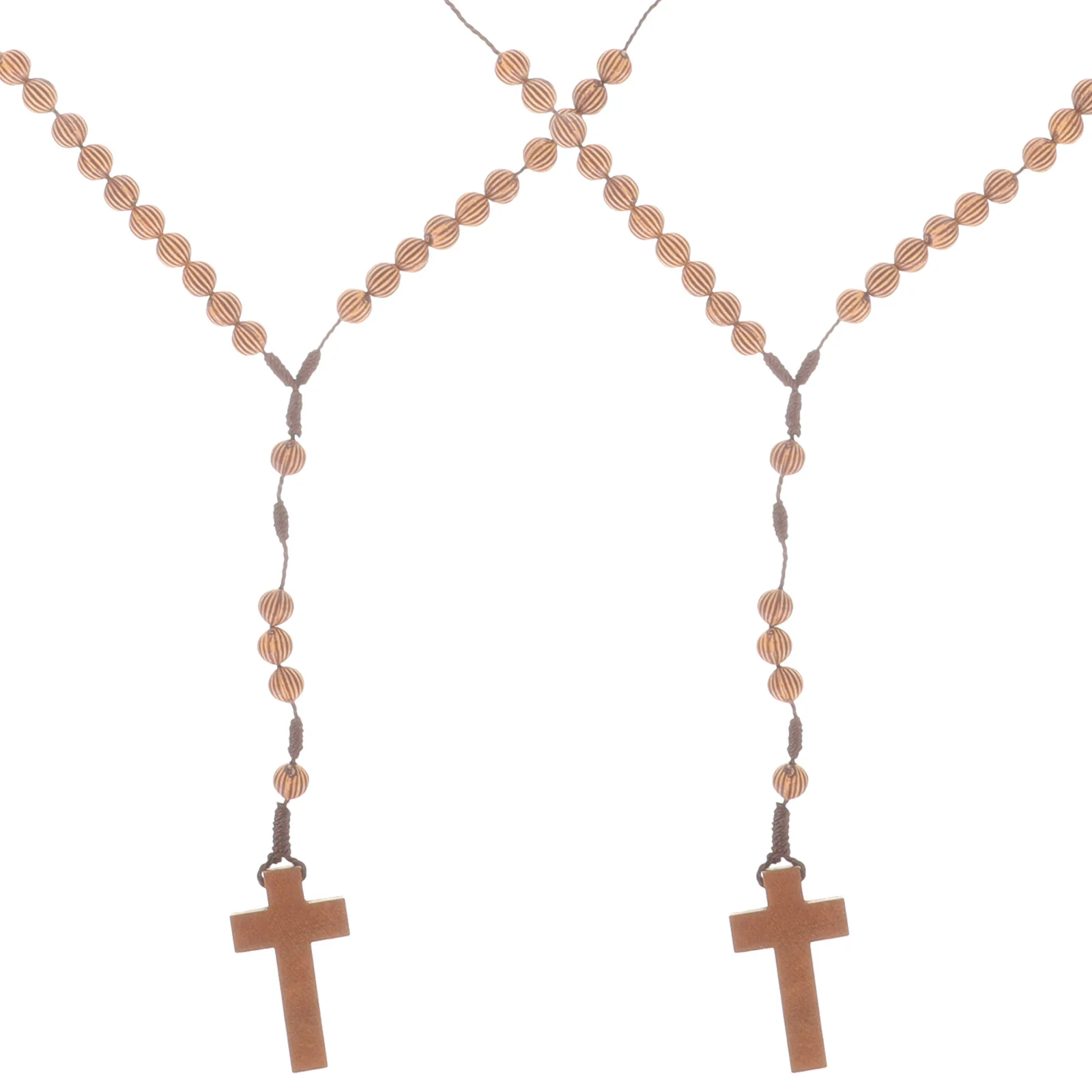 

2Pcs Vintage Cross Rosary Necklace Stylish Bead Design Neck Chain Matching Well with Different Outfits Vintage Rosary Beads