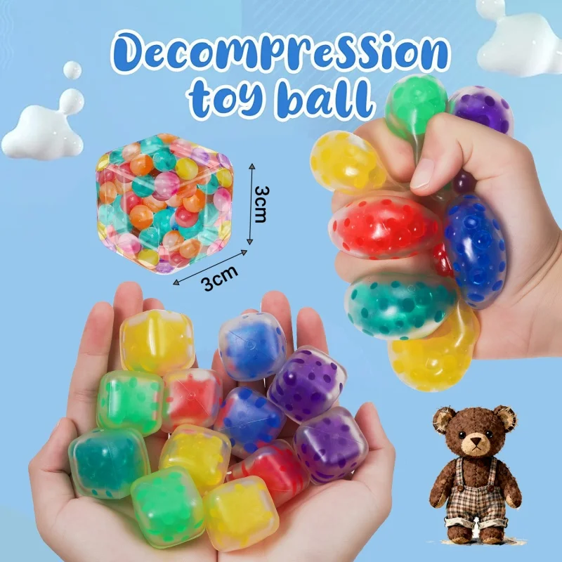 6/12個入り ミニストレスキューブ フォーム粒子入り、スクイーズストレスボール ストレス解消おもちゃ 子供・ティーン向け 鎮静おもちゃ