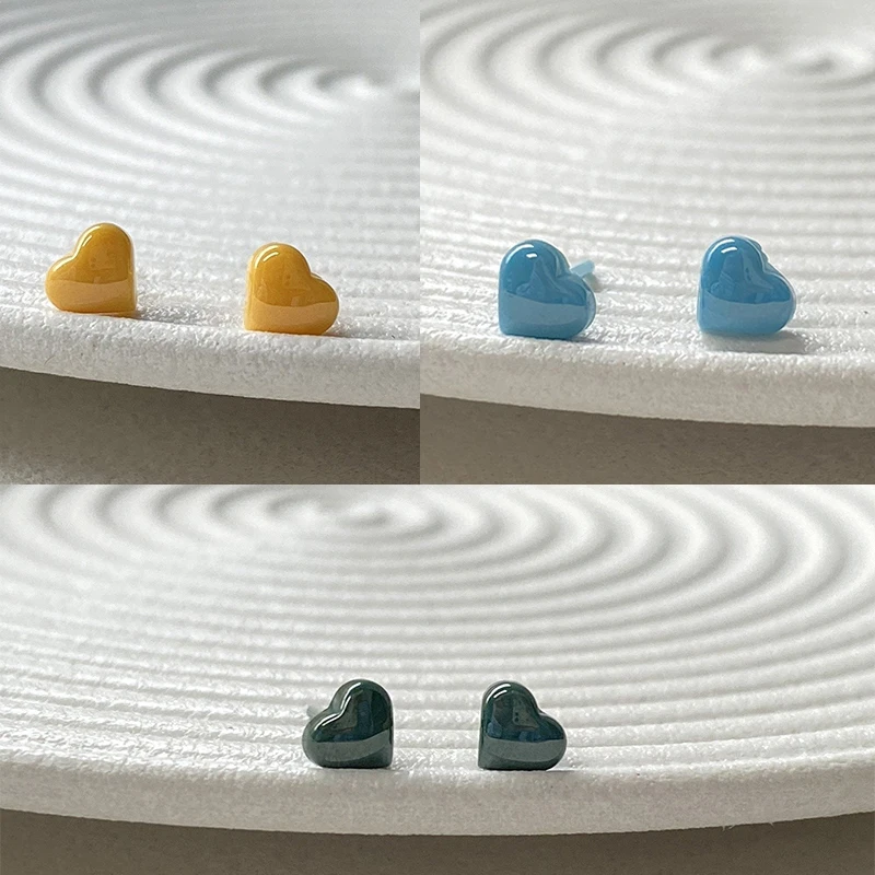 

Colorful Heart Ceramic Stud Earrings Exquisite Jewelry Gifts Summer Ear Needle Women Men Anti allergic ear studs Wholesales Bulk