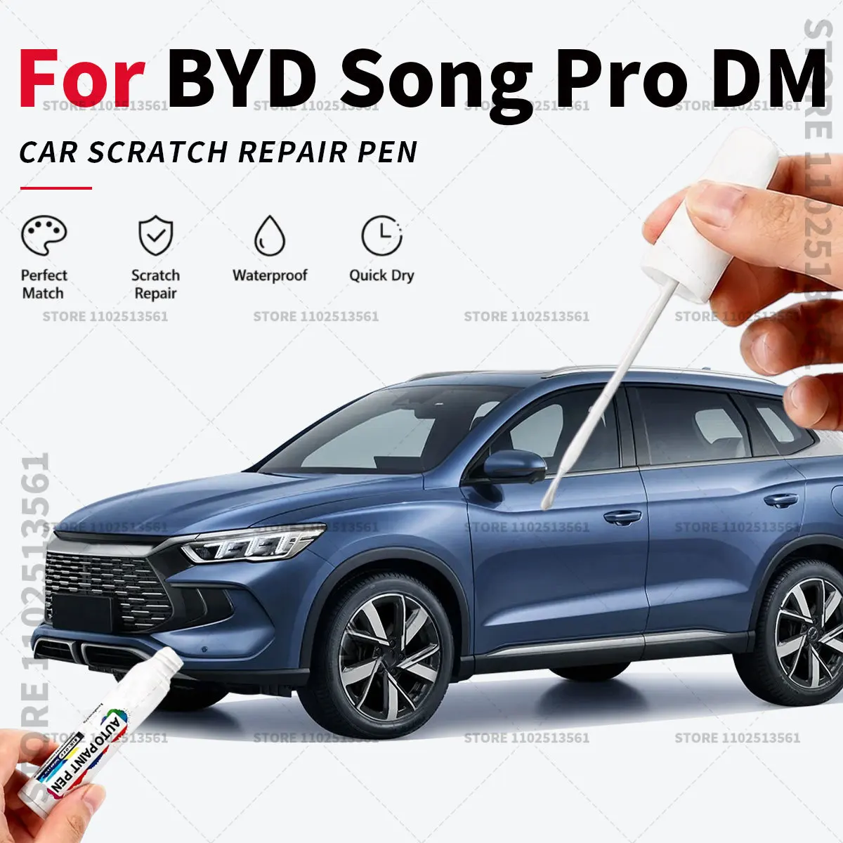 Car Paint Repair Marker Pen Quick Dry Scratch Remover Touch Up Coating Pen For Auto Accessories For BYD Song Pro DM White Black