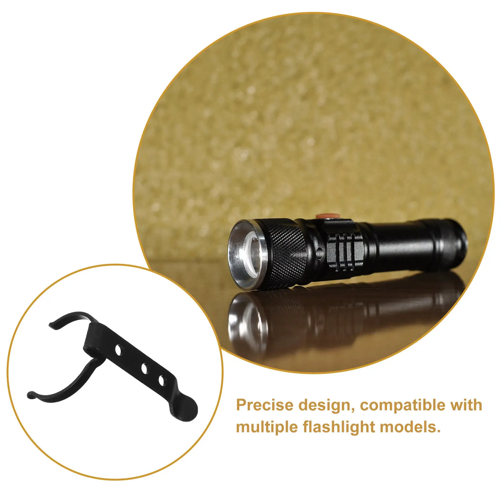 3Pcs Metal Flashlight Clip Removable Pen Light Holder Pocket Replacement for Backpack Camping Hiking Carpenter Handsfree Clip
