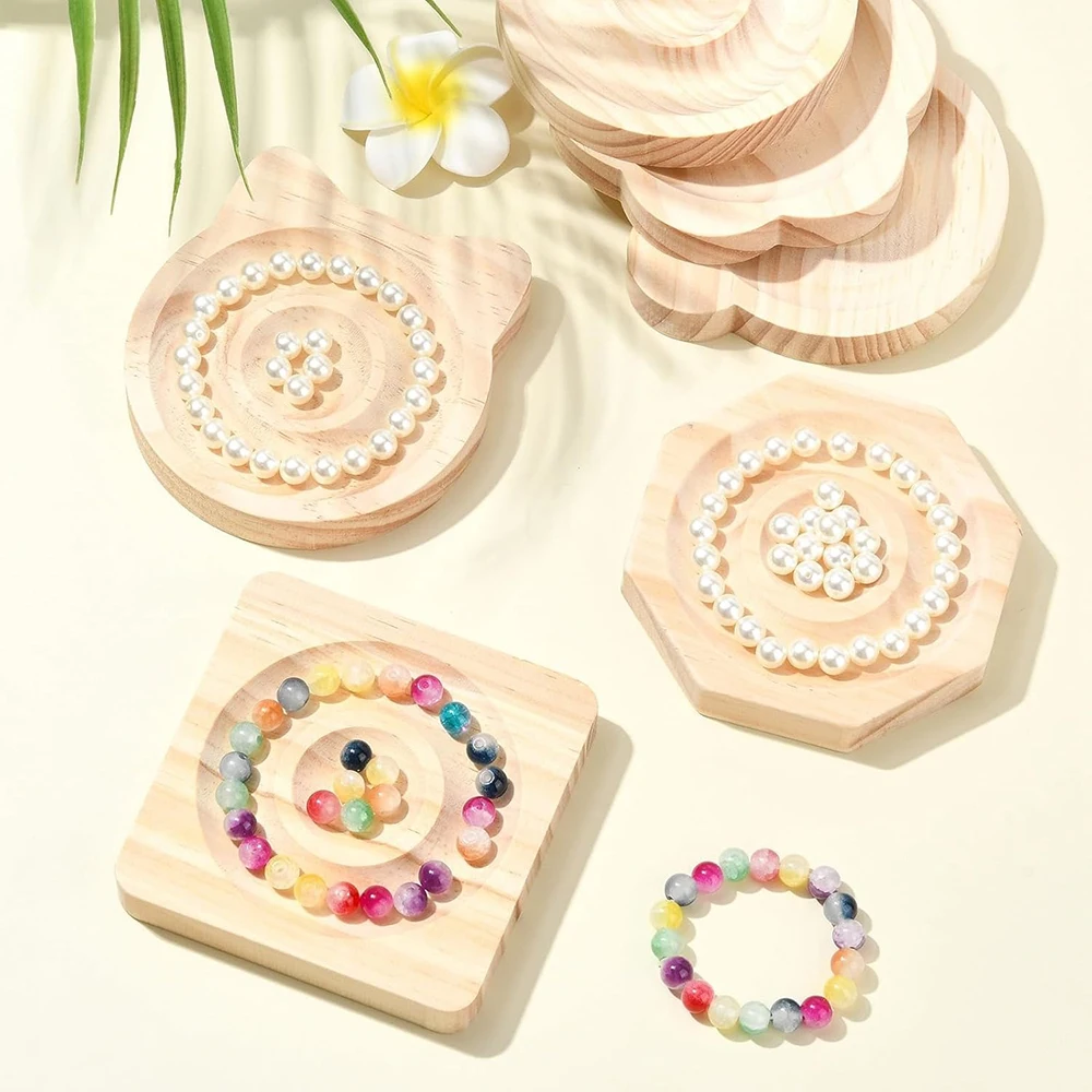 Wooden Bracelet Jewelry Display Tray Bead Organizer Making Bracelet Ring Holder Tray Ring Earring Display Jewelry Storage Prop