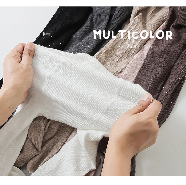 Niedliche Mädchen Frühling Herbst Weiche Baumwolle Warme Glänzende Strumpfhose Vertikale Streifen Glitzer Strass Leggings Kawaii Elastische Kinder-Strumpfhose – Detail 14