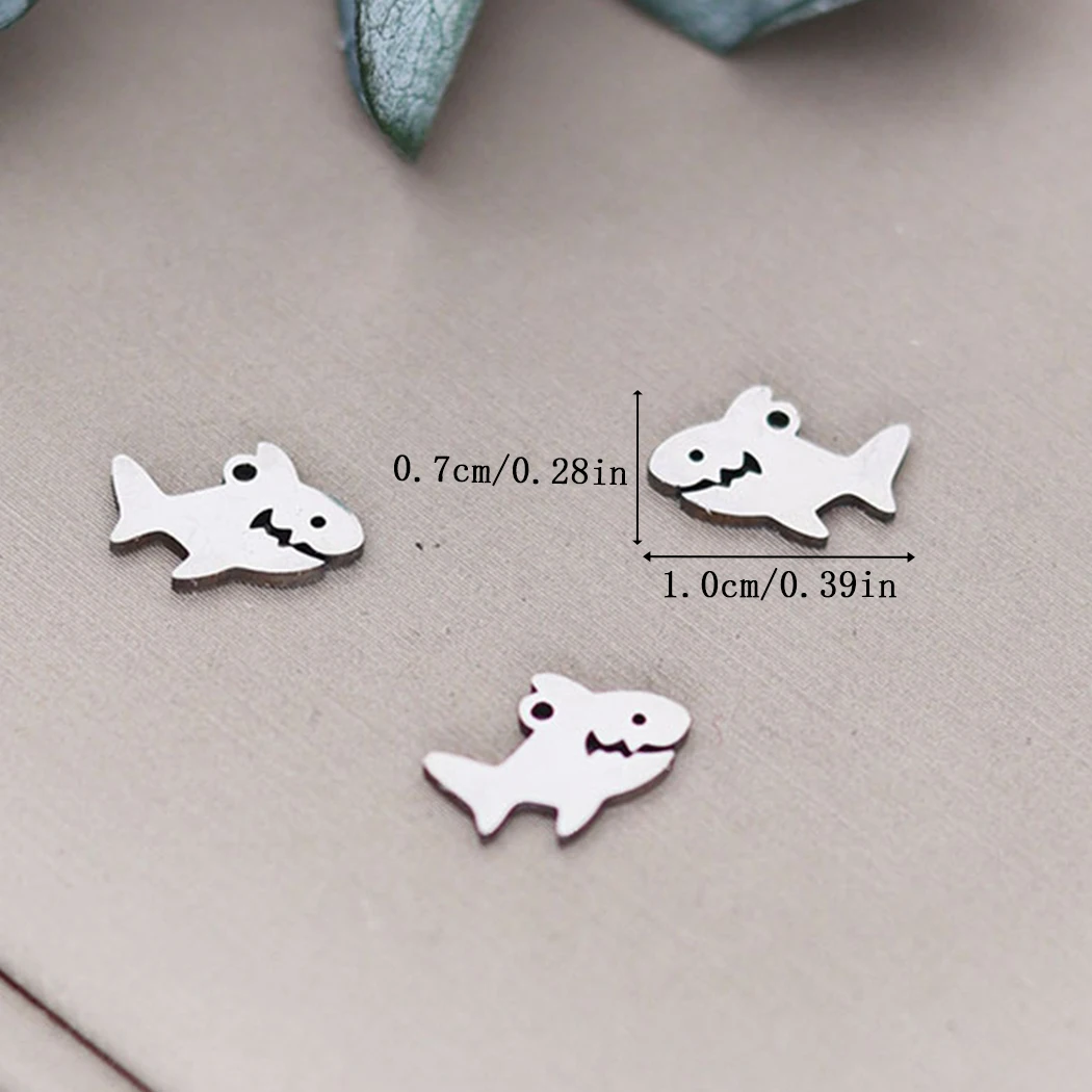 3pcs Small Shark Sea Animal DIY Accessories Stainless Steel Pendant Charms For Jewelry Making Bracelets Earrings Craft