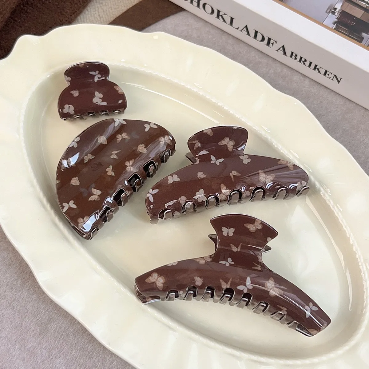 

Acrylic Acetate Large Hair Claw Clips Crab Hair Clamps Women Girls Butterfly Print Hair Barrettes Hairpins Hair Accessories New