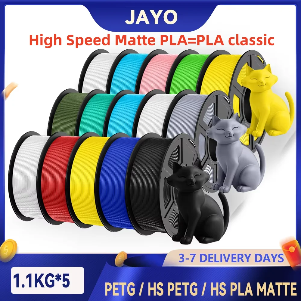 JAYO 5.5KG PETG 3D / Szybki Matowy PETG / PLA Klasyczny Filament do Drukarek 3D 1.75mm, Czysto Nawinięty PETG…
