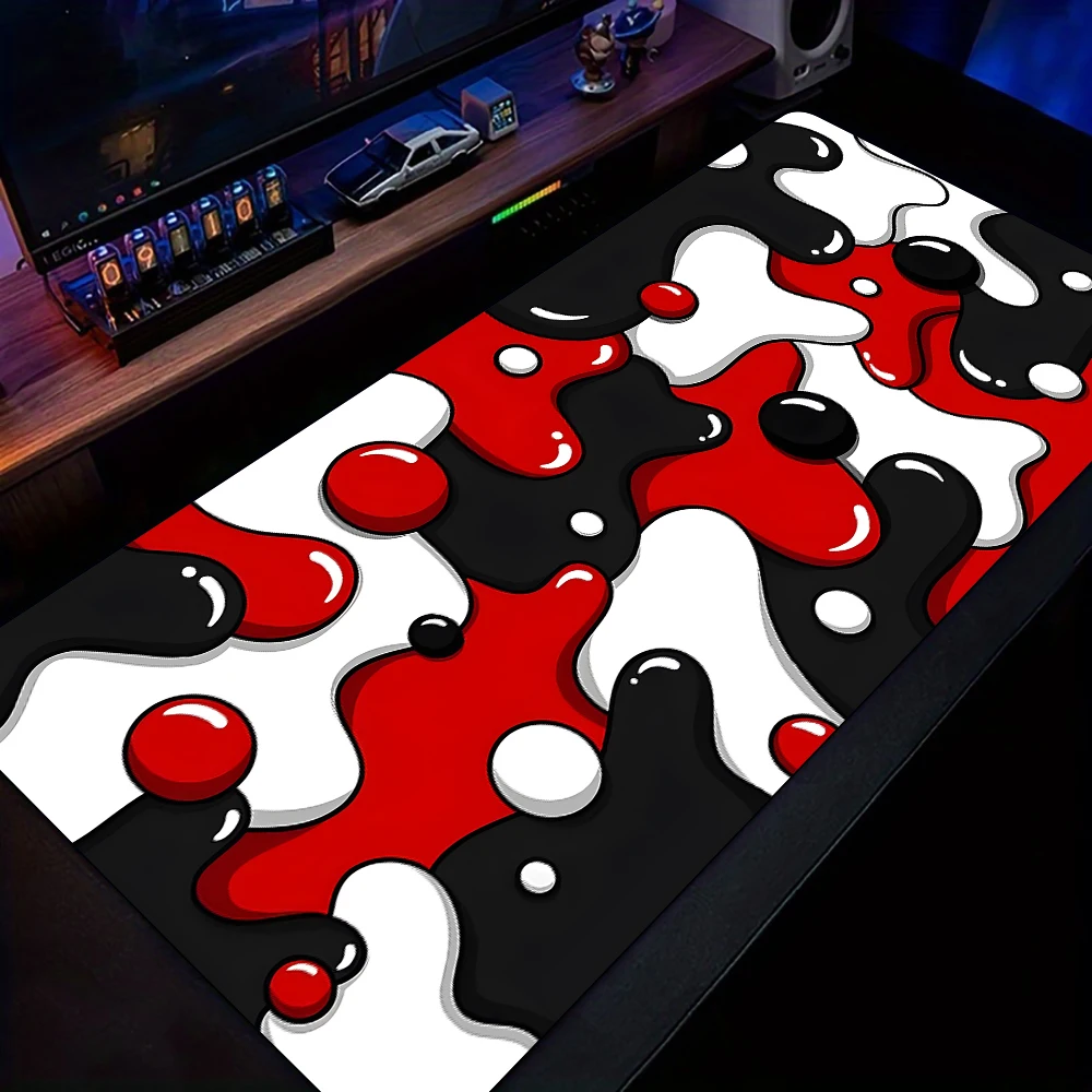 

Black and red bubble design Mouse Pad Desk Mat with Stitched Edges non-Slip rubber base pc accessories Gaming mat Extended pad