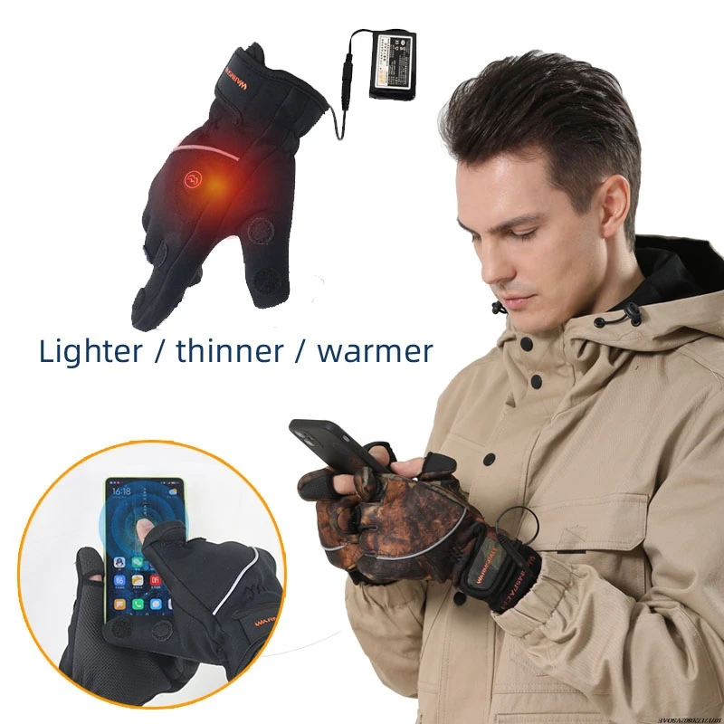 

Electric Heating Gloves Men Women USB plug-in Electric Heated Gloves Winter Skiing Snowboarding Touch Screen for Fishing Gloves