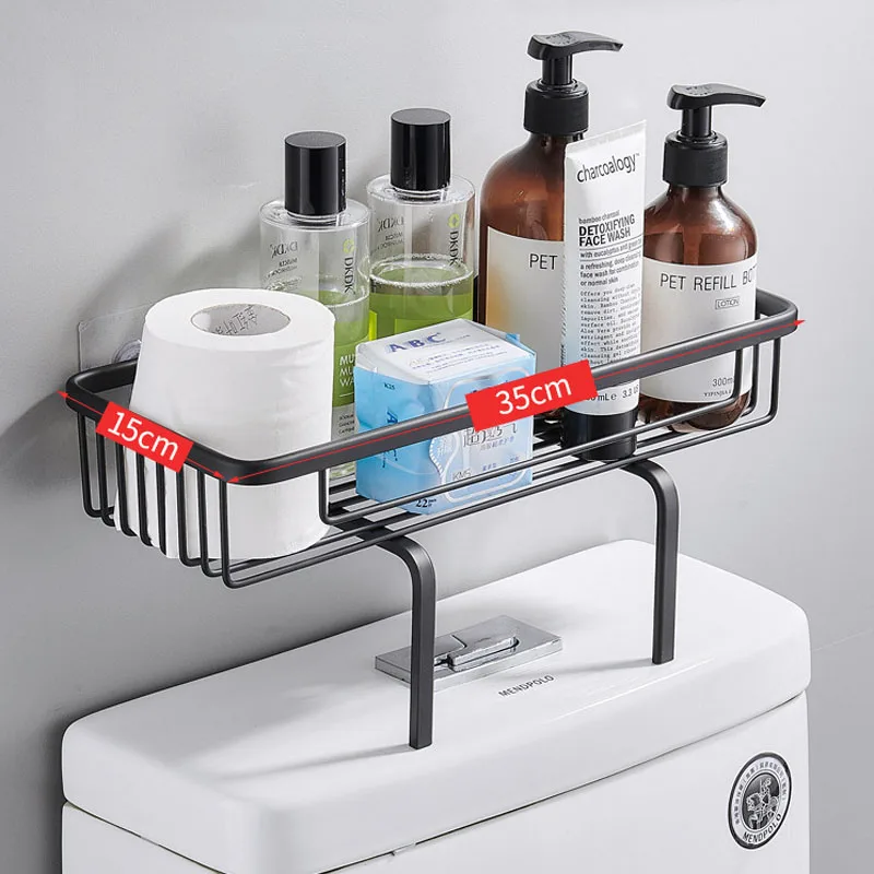 

Bathroom Wall Mounted Storage Rack Shampoo Cosmetics Toilet Shelf Household Supplies Punch-Free Toilet Rack Bathroom Accessories