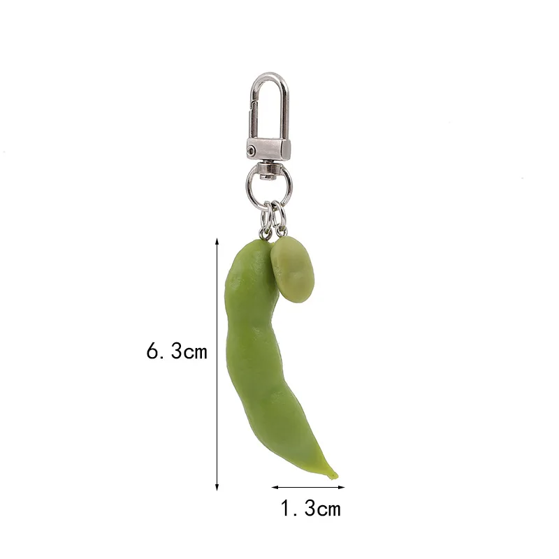 Cute Pea Bean Soybean Edamame Food Keychain Keyring For Women Men Gift Statement Creative Fun Car Airpods Box Bag Charms Trinket