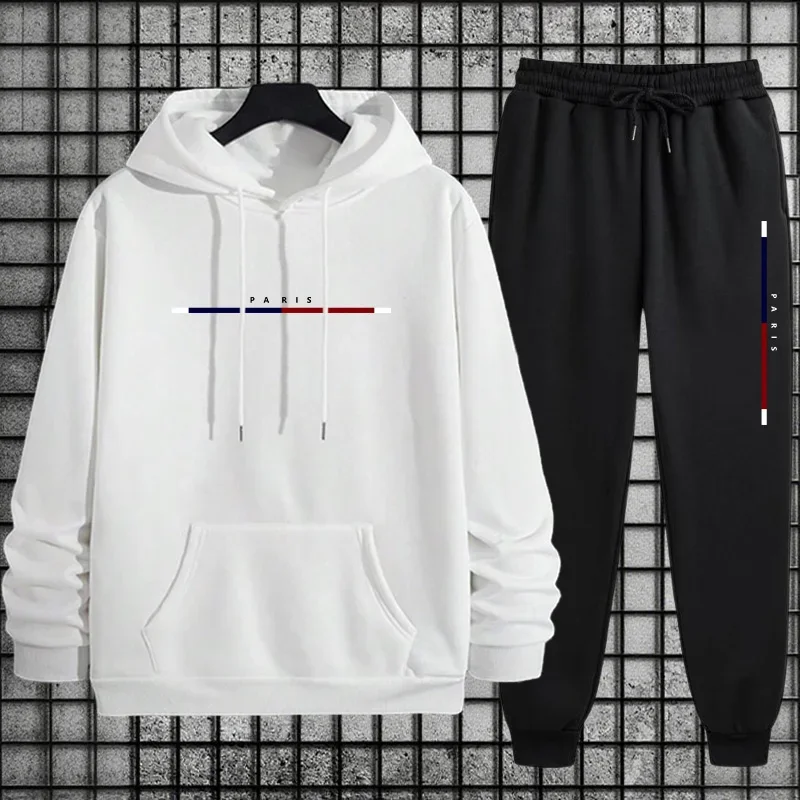 

Мужской повседневный спортивный костюм (худи и брюки) для активного отдыха, весна 2026, комфорт и простота