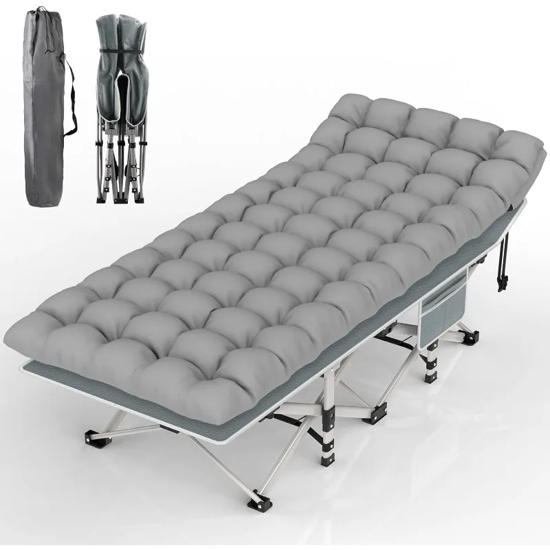 

Camping Cot, Folding Camping Cot Bed for Adults Sleeping 1200D Double Layer Oxford Portable Folding Outdoor Cots for Camping