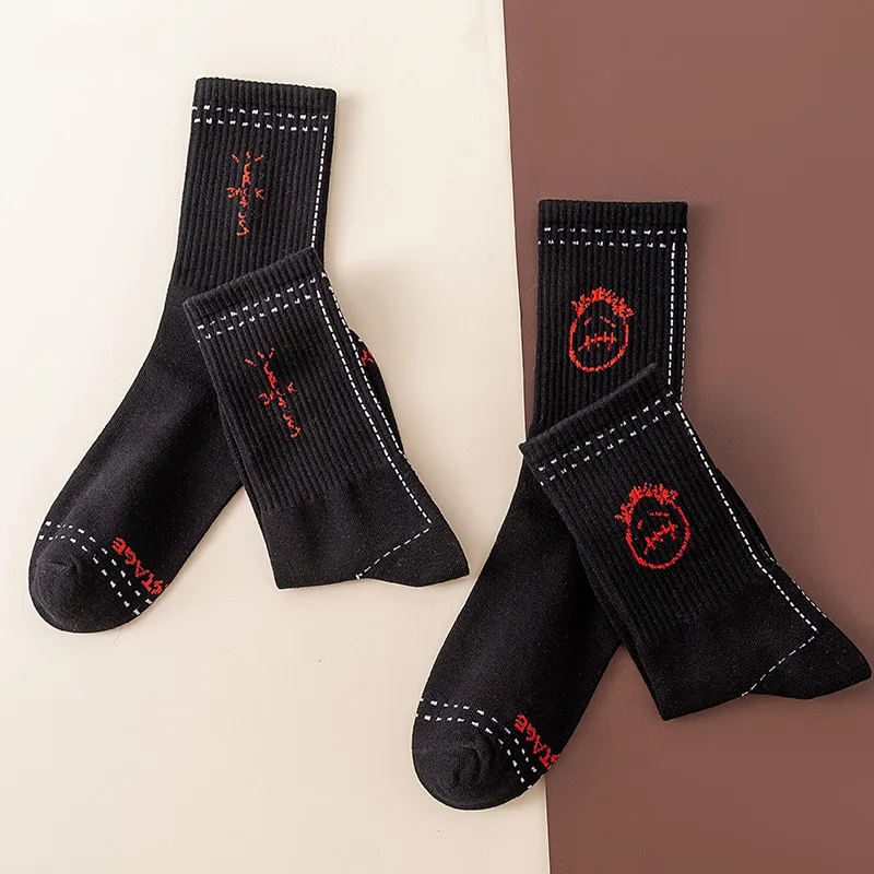 Mid Tube Cotton Socks for Sports Skateboarding with Unique Ghost Face Role-playing Design colour socks