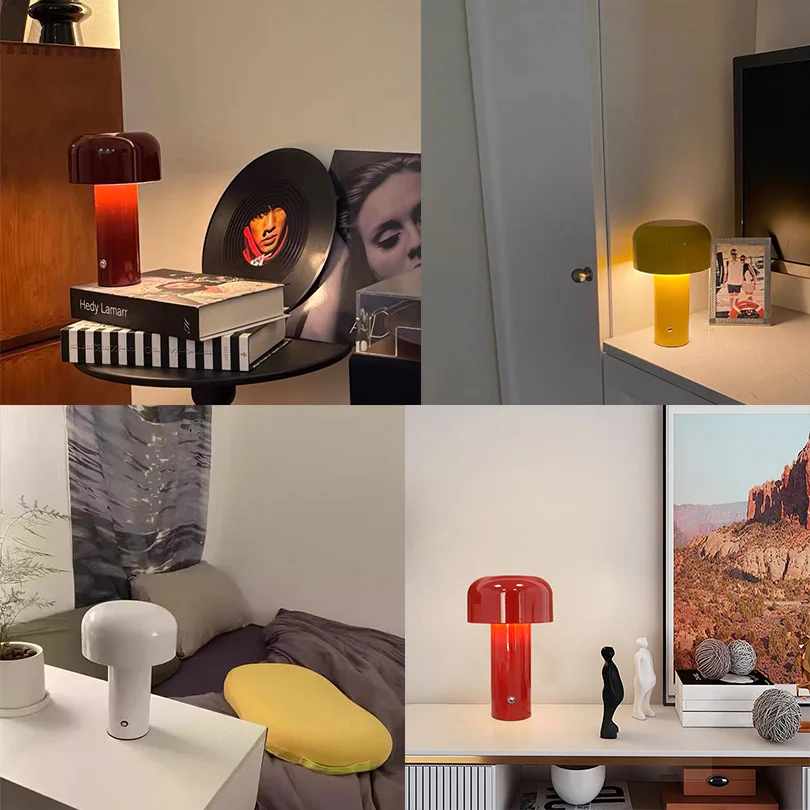 Retro Mushroom LED Table Lamp Bar night lamp Touch Sensor Reading Lamp  Infinitely Dimmable Desk Lamp Rechargeable lighting - Image 3