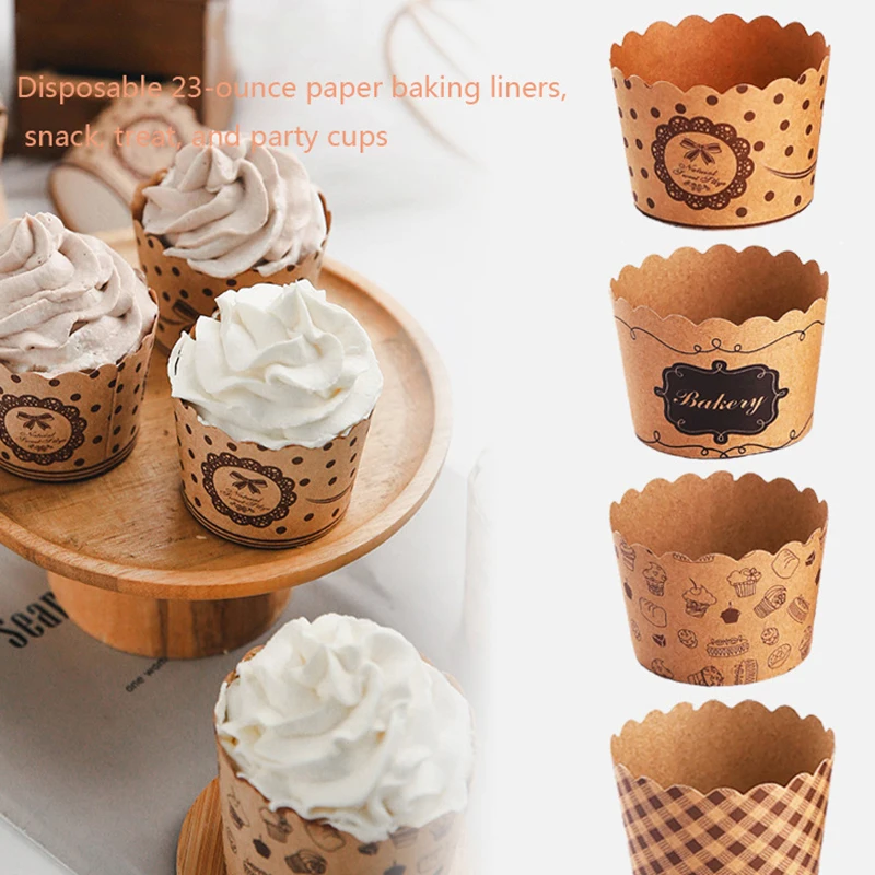 F】50Pcs Muffin Cupcake Paper Cups Wrapper Mini Dessert Cupca