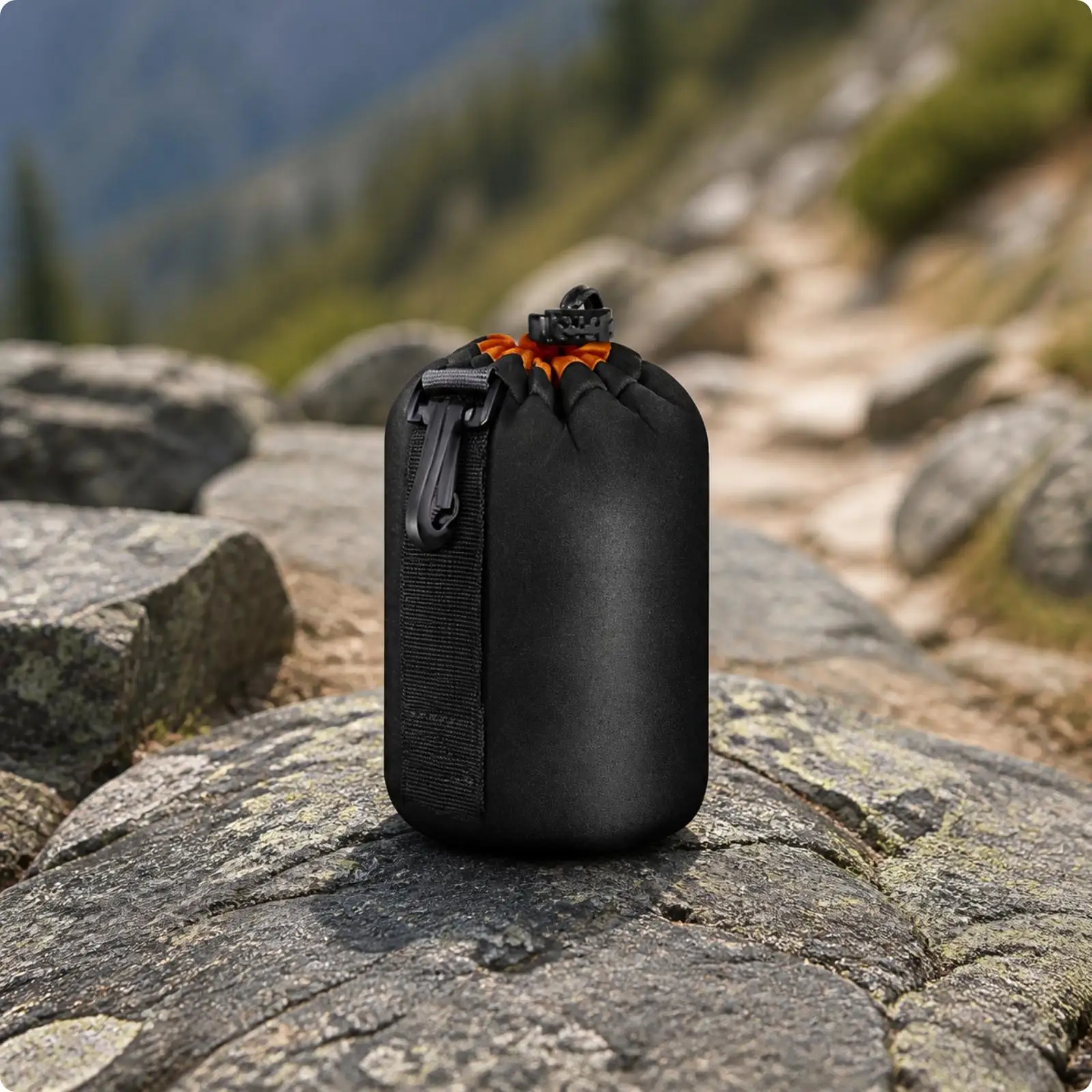 Camera Lens Pouch Cylindrical Neoprene Case with Drawstring for Canon Nikon Sony DSLR Mirrorless Lens Protection Mini Pouch Bag