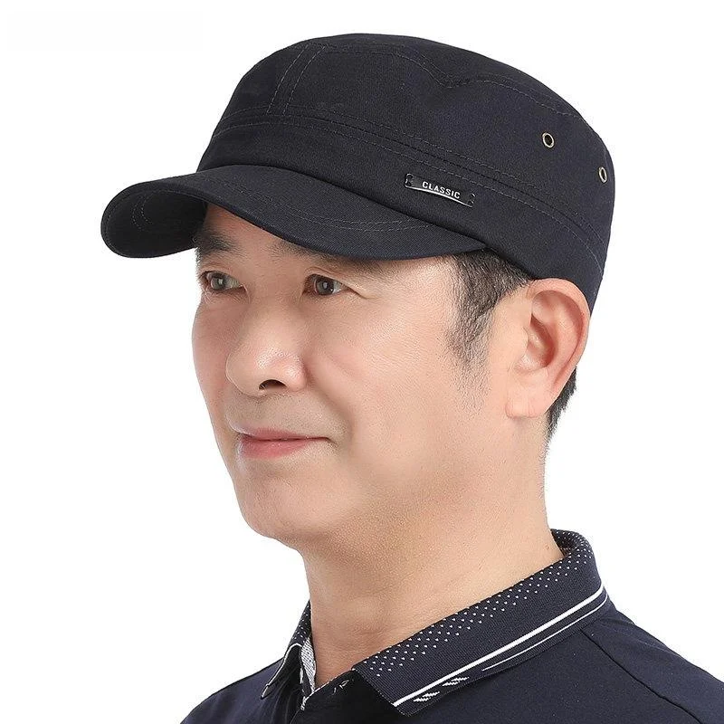 Men's Spring Autumn Quick Dry Sun Protection Flat Top Hat New Style for Middle Aged And Elderly Fathers Summer Thin Model Hat