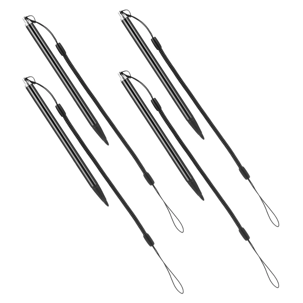 

4pcs Resistive Touch Screen Stylus Pen Black Fine Tip For Pos Pdas Industrial Control Devices Antiloss Spring Rope Compatible