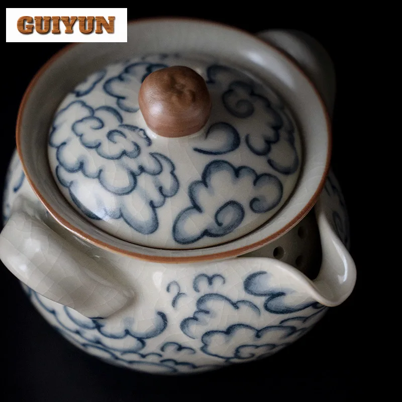 Imagem -03 - Gaiwan Japonesa Agarrando as Mãos Terrina de Chá Azul e Branca Tigela para Fabricante de Chá Forno Retro de ru 190ml