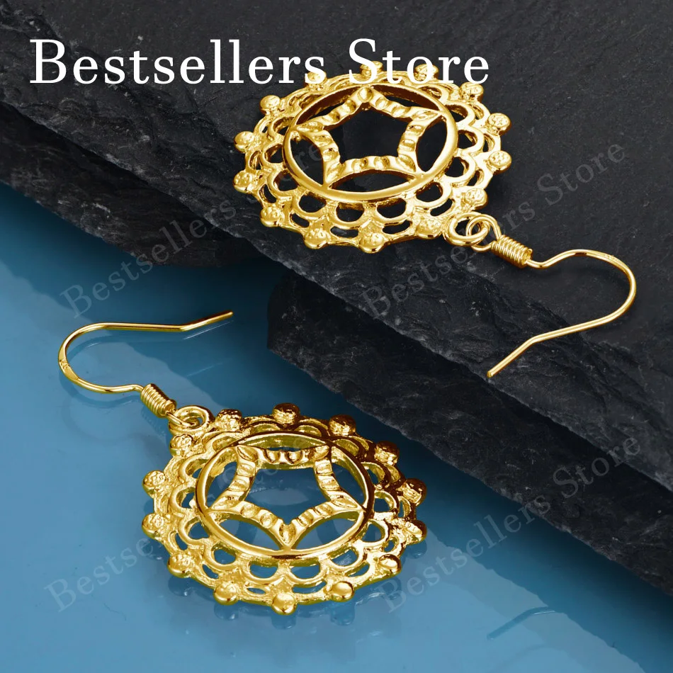 Exquisite 18K Gold-Plated Openwork Hexagram Earrings – Stylish Women's Jewelry for Weddings and Parties