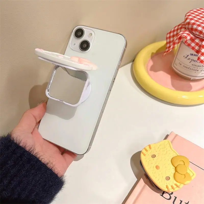 Sanrio Hello Kitty Phone Grip Bracket Stand Holder Hone Grip Tok Sockets Cellphone Women Kawaii Cartoon Cosmetic Mirror Gifts