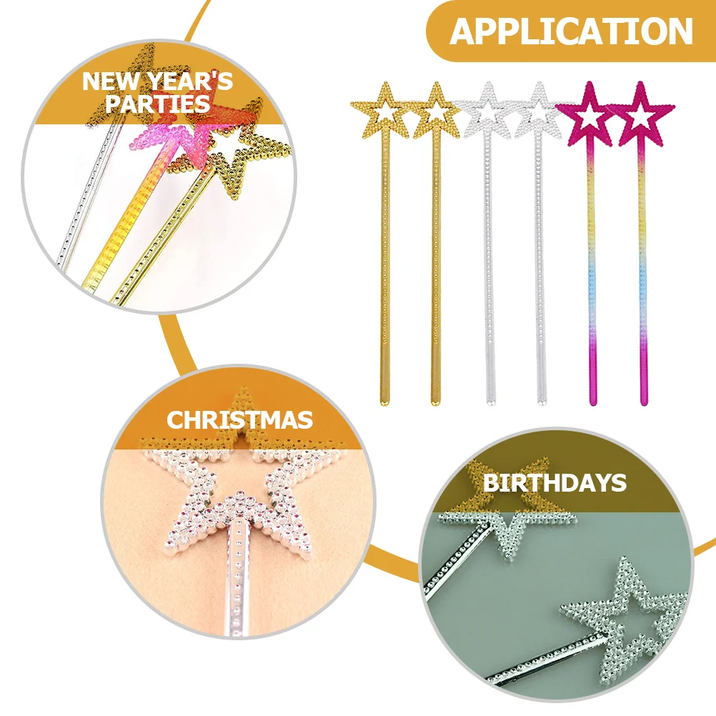 

6Pcs Star Wand Fairy Wands for Party Favors Birthday Gift Angel Fairy Costume Prop Stage Performance Accessories
