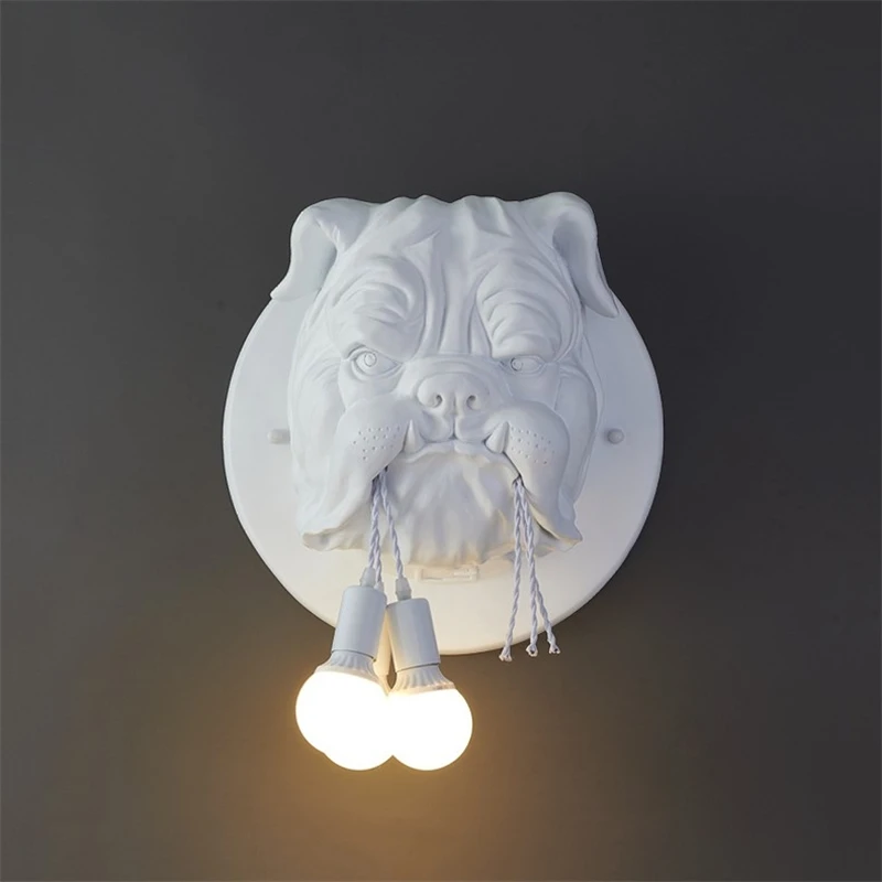 Imagem -05 - Nordic Resin Dog Head Lâmpada de Parede Animais Arandelas Luminárias Luz do Banheiro Decoração do Quarto e Sala de Estar E27