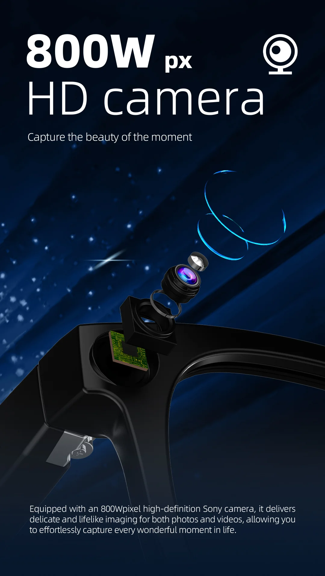 Hiwego New  Smart AI Glasses 800W pixel AI Shooting Camera HD Photo Video Voice Call Translation  Bluetooth Glasses For xiaomi