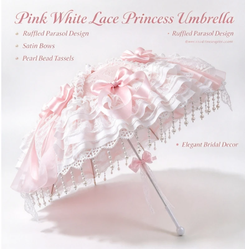 Sand Bow Sun Parasol Handmade Tassel Canopy UV Protection LO Style Fashion Umbrella Summer Photo Ready Outfit Match Accessory