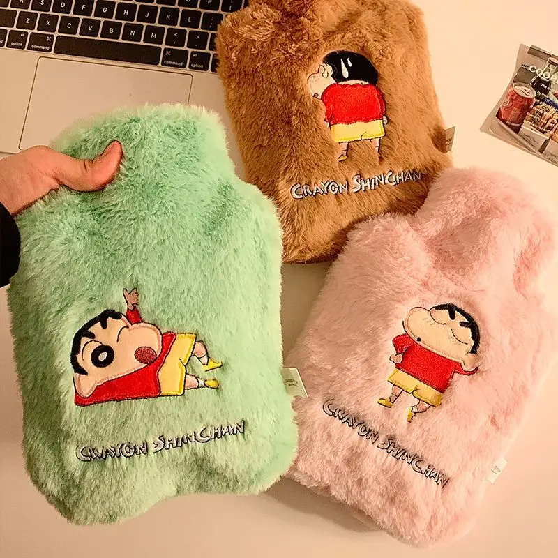 1000Ml Cartoon Cute Crayon Shin-Chan Plush Water Injection Hot Water Bag Home Hot Compress Water Injection Bag Practical Gift