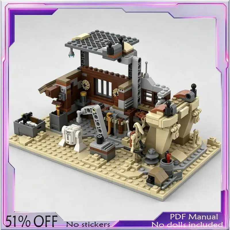426PCS Sci Fi Robot Repair Workshop Garage Bay Scene Model Custom Building Blocks DIY Assembly Toy Creative Gift For Boys