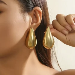 5CM Stainless Steel Water Drop Earring for Women Chunky Hollow Smooth Exaggerated Thick Large Jewelry 2023 New Design