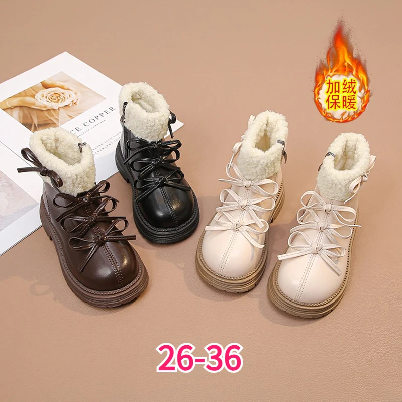 Children's Fashion Ankle Boots Ages 3–18 Winter Warm Plush Lined Kids Snow Boots Toddler Ankle Shoes for Baby Girls Shoes Boots