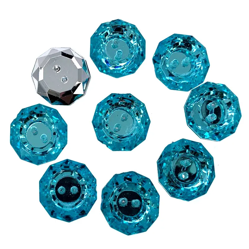 24Pcs Red Rhinestone Acrylic Buttons For Sewing Faceted Glittering Button Women's Clothing Garment Accessory 1.8cm