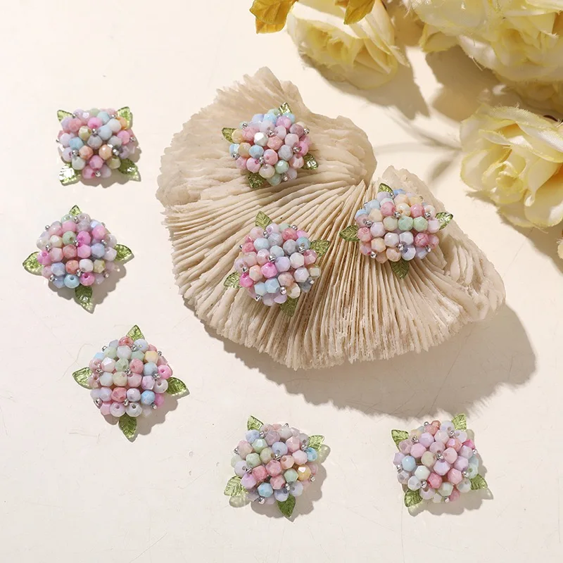 New Colorful Glass Beads Cluster Button for DIY Jewelry Make 3pcs Wholesale Bouquet Sewing Embellishment Decoration Accessory