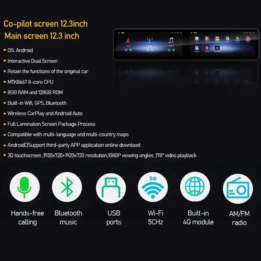 Android Multimedia Video Player Carplay For Benz GLK GLK200 GLK260 GLK300 GLK350 X204 2013-2015 NTG4.5 NTG5.0 LHD RHD car radio