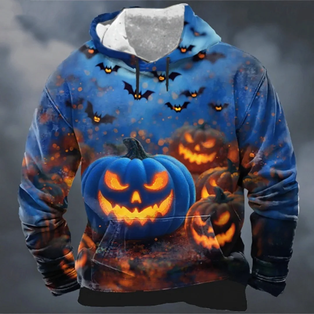 

Halloween Theme Men's Long Sleeve Hoodie Funny 3D Printed pumpkin head Men Hoodie Sweatshirt Oversized Men's Clothing