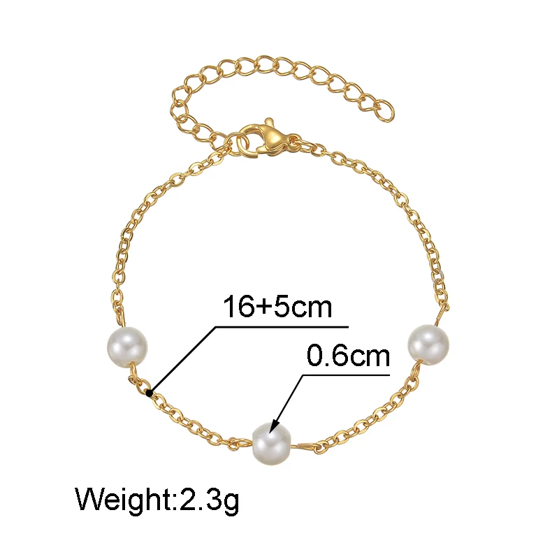 Goxijite Minimalist Style Bracelet For Women Girls  Stainless Steel Imitation Pearl Bracelet  Daily Accessories Jewelry Gift