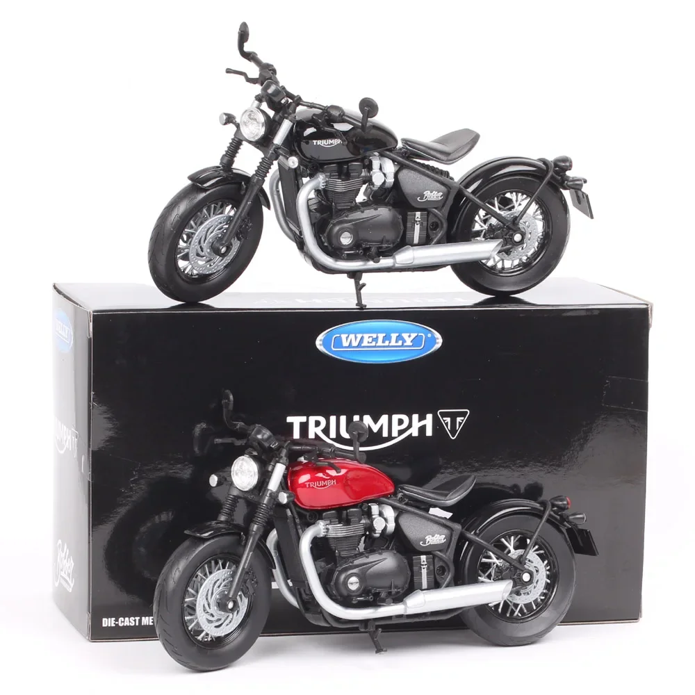 Welly 1/12 Scale Triumph Bonneville Bobber Motorcycle Model Diecasts & Toy Vehicles Bike For Collectible Miniatures Moto Of Kids