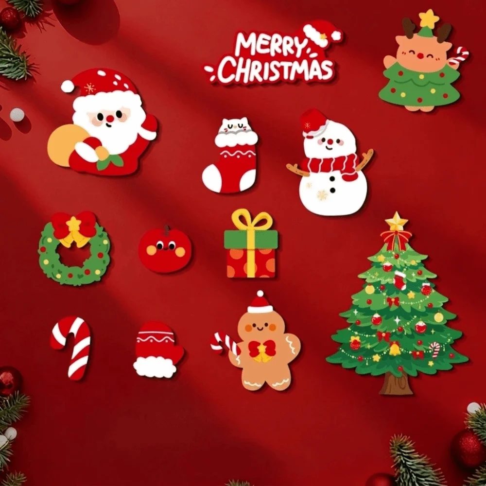 12pcs/set Cartoon Christmas Fridge Magnets Set Animal Magnetic Adhesive Refrigerator Magnets Leave No residue Lightweight